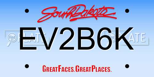 EV2B6K South Dakota License Plate