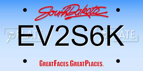 EV2S6K South Dakota License Plate