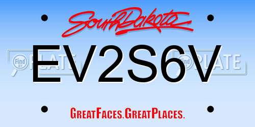 EV2S6V South Dakota License Plate