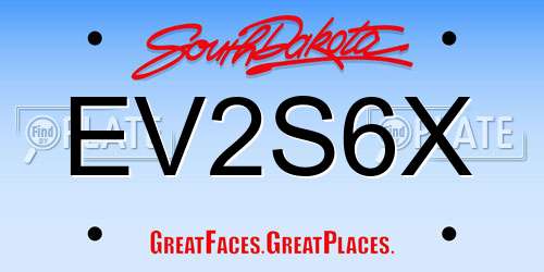 EV2S6X South Dakota License Plate
