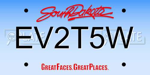 EV2T5W South Dakota License Plate