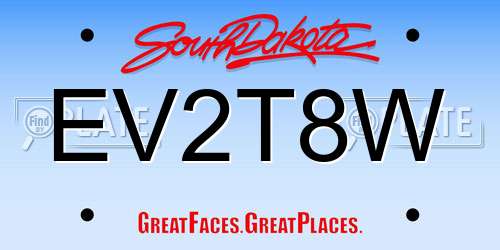 EV2T8W South Dakota License Plate