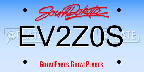 EV2Z0S South Dakota License Plate