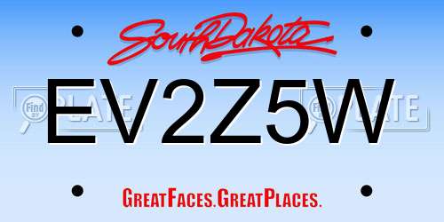 EV2Z5W South Dakota License Plate