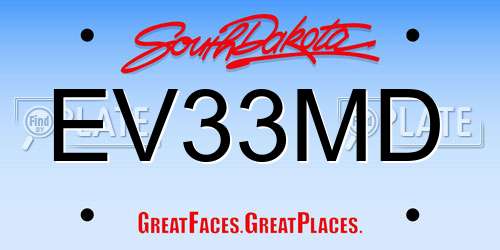 EV33MD South Dakota License Plate