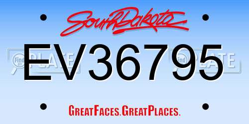 EV36795 South Dakota License Plate