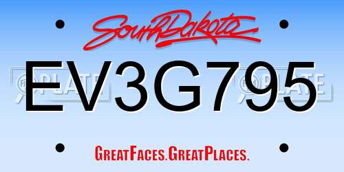 EV3G795 South Dakota License Plate