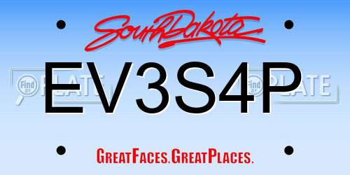 EV3S4P South Dakota License Plate
