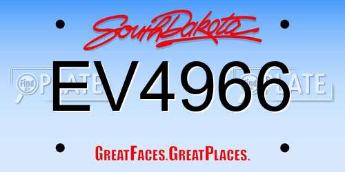 EV4966 South Dakota License Plate