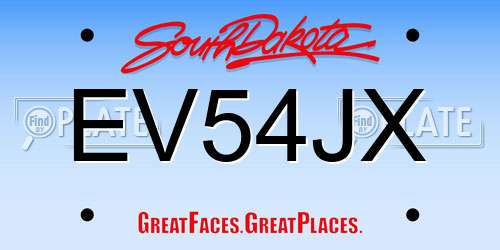 EV54JX South Dakota License Plate
