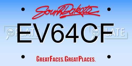 EV64CF South Dakota License Plate