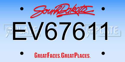 EV67611 South Dakota License Plate