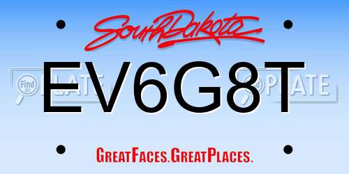 EV6G8T South Dakota License Plate