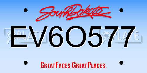 EV6O577 South Dakota License Plate