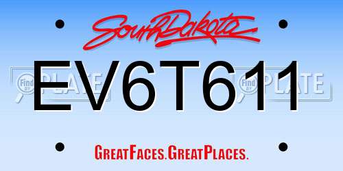 EV6T611 South Dakota License Plate