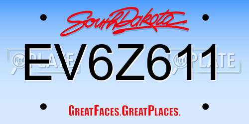 EV6Z611 South Dakota License Plate