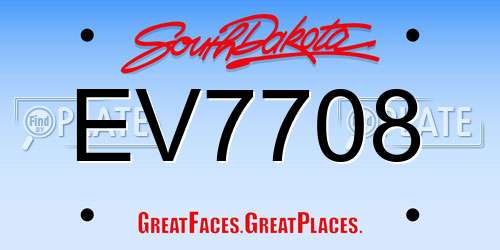 EV7708 South Dakota License Plate