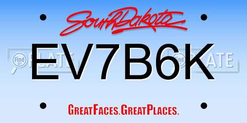 EV7B6K South Dakota License Plate