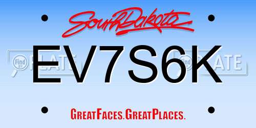 EV7S6K South Dakota License Plate