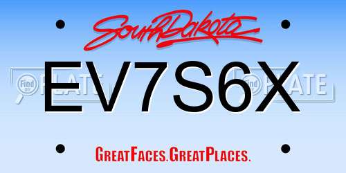 EV7S6X South Dakota License Plate