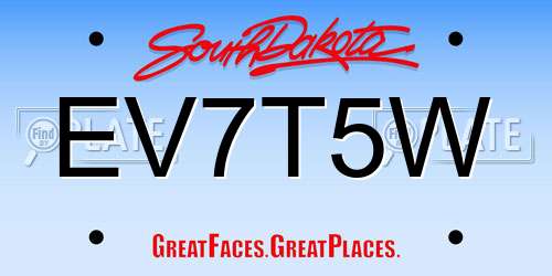 EV7T5W South Dakota License Plate