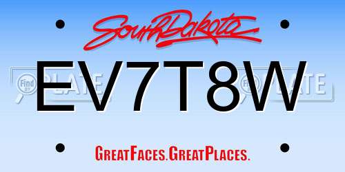 EV7T8W South Dakota License Plate