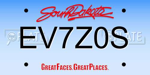 EV7Z0S South Dakota License Plate