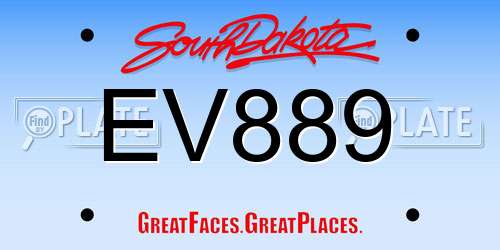 EV889 South Dakota License Plate