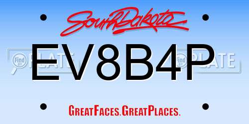 EV8B4P South Dakota License Plate