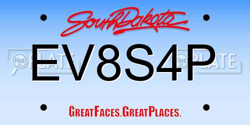 EV8S4P South Dakota License Plate