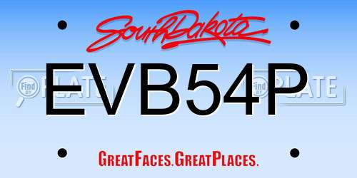 EVB54P South Dakota License Plate