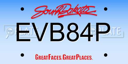 EVB84P South Dakota License Plate