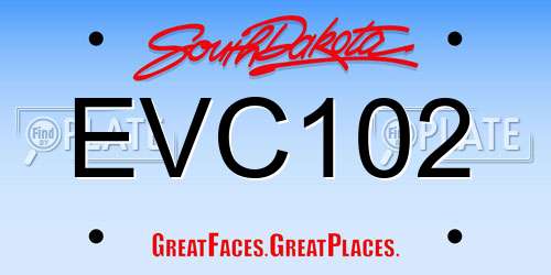 EVC102 South Dakota License Plate