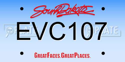 EVC107 South Dakota License Plate