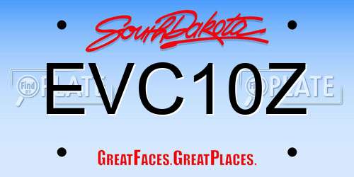 EVC10Z South Dakota License Plate