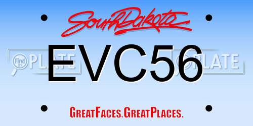 EVC56 South Dakota License Plate