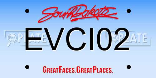 EVCI02 South Dakota License Plate