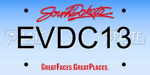 EVDC13 South Dakota License Plate
