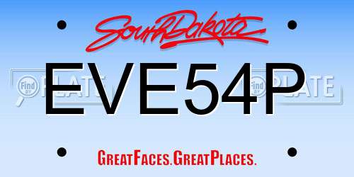 EVE54P South Dakota License Plate