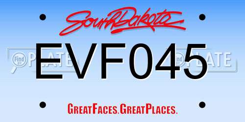EVF045 South Dakota License Plate