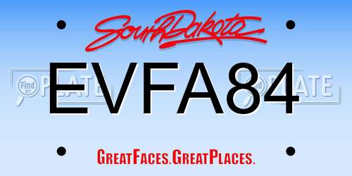 EVFA84 South Dakota License Plate