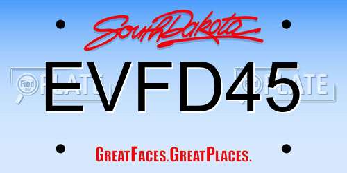 EVFD45 South Dakota License Plate