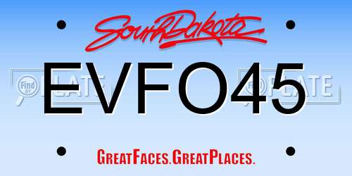 EVFO45 South Dakota License Plate