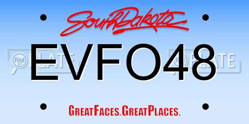 EVFO48 South Dakota License Plate