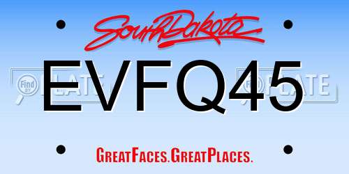 EVFQ45 South Dakota License Plate
