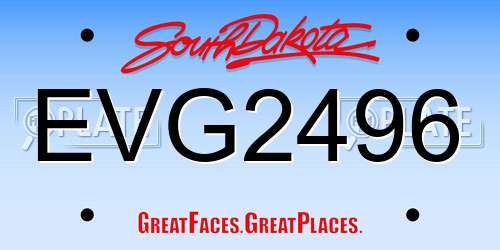EVG2496 South Dakota License Plate