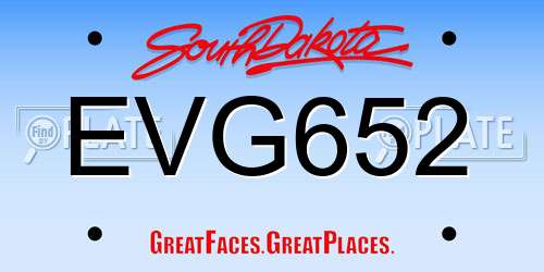 EVG652 South Dakota License Plate