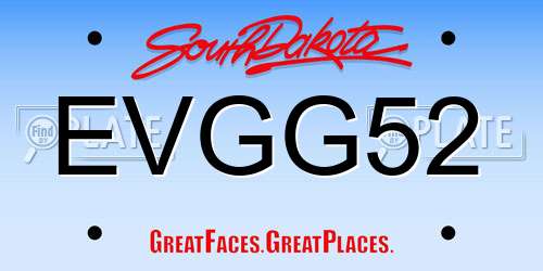 EVGG52 South Dakota License Plate