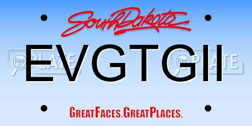 EVGTGII South Dakota License Plate