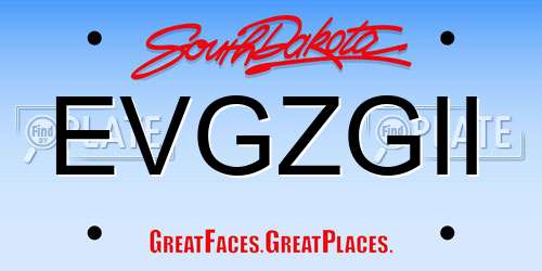 EVGZGII South Dakota License Plate